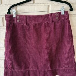LOFT Rich Burgundy Corduroy Mini Skirt